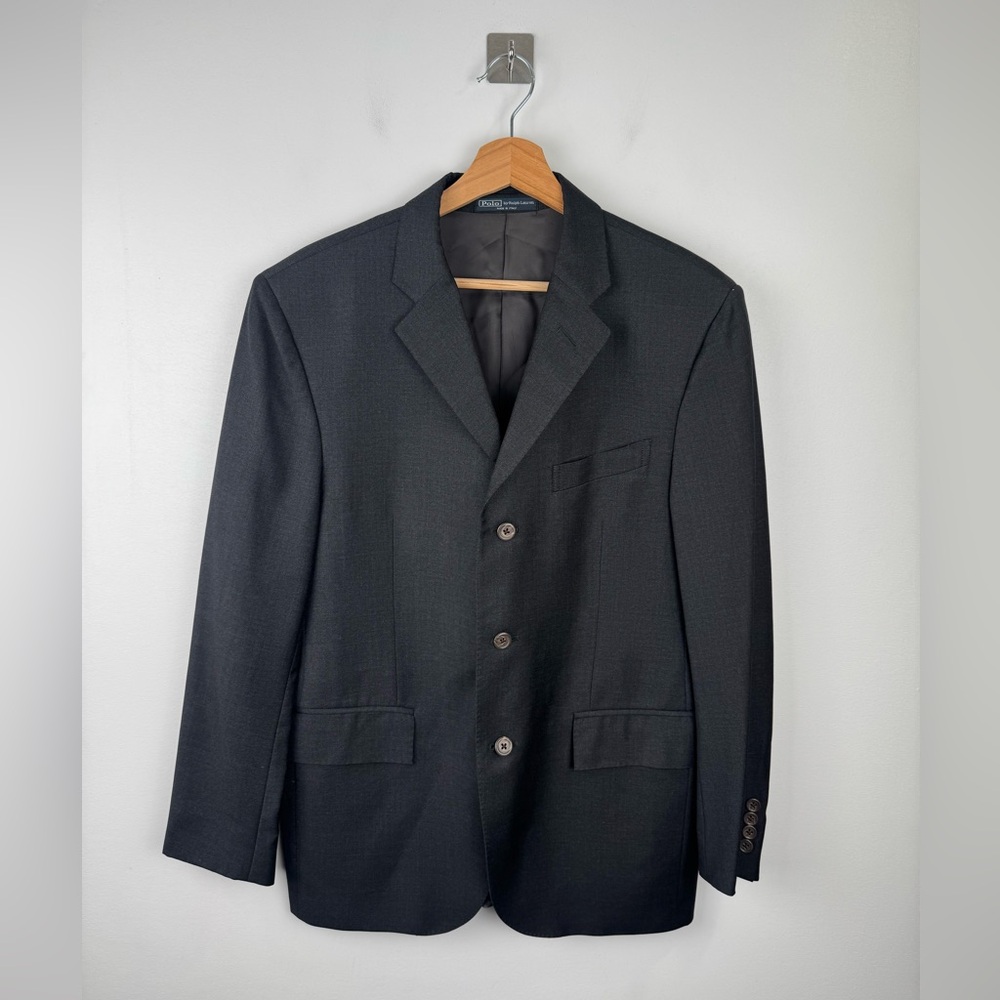 Polo Ralph Lauren Men Grey Wool Blazer Jacket Size 40